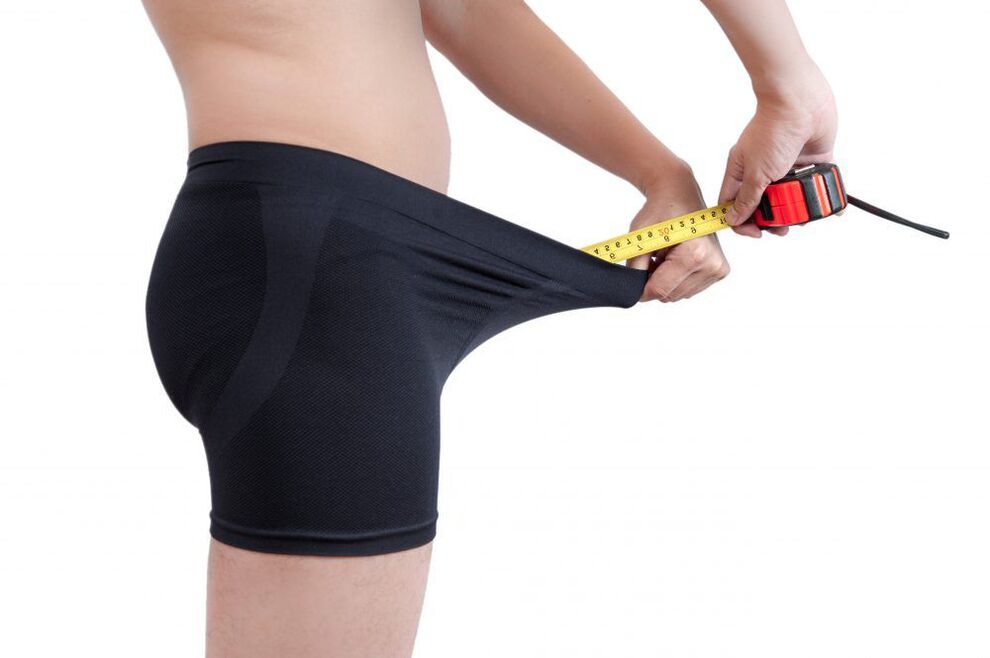 Measuring the length of the penis after a massage with soda