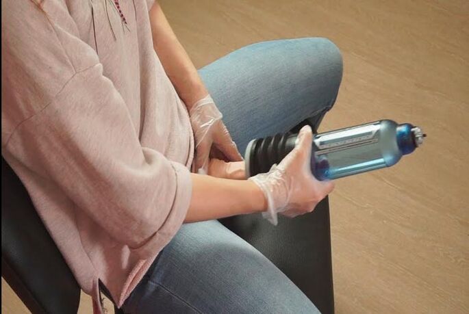 with a pump to enlarge the penis